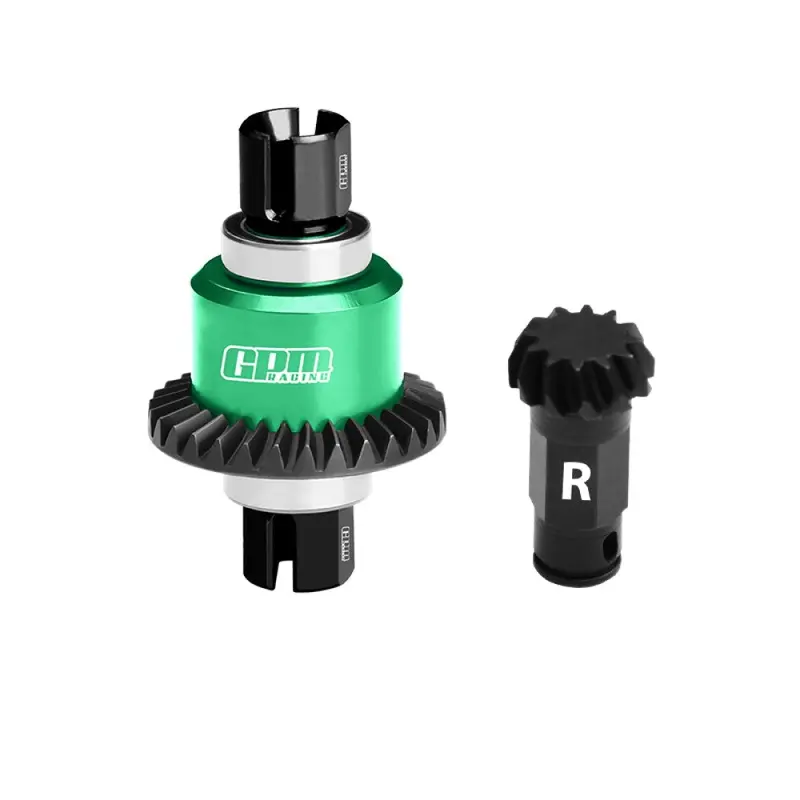 4140 Carbon Steel + Aluminum 7075 Alloy Rear Differential Gear Set 12/30T For Arrma 1:18 Granite Grom / 1:16 Mojave Grom / 1:14 Typhon Grom - Green 1