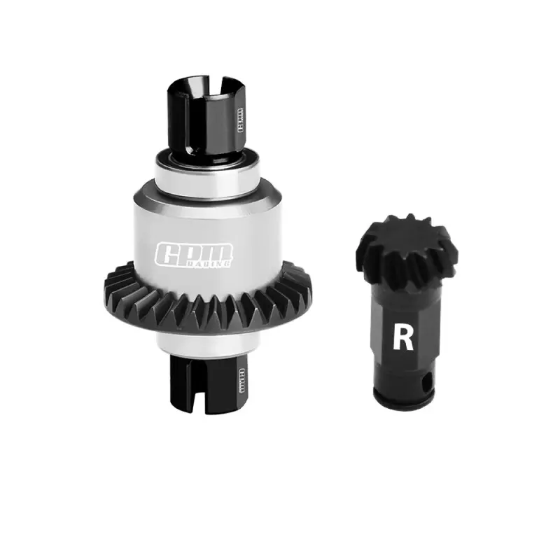 4140 Carbon Steel + Aluminum 7075 Alloy Rear Differential Gear Set 12/30T For Arrma 1:18 Granite Grom / 1:16 Mojave Grom / 1:14 Typhon Grom - Silver 1