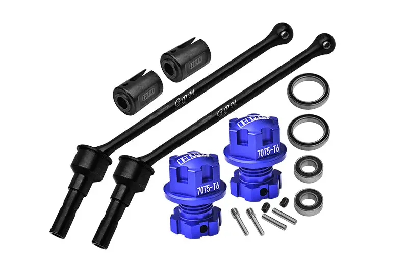4140 Carbon Steel Front Or Rear Extend Cvd Drive Shaft (110Mm) With Aluminum 7075 Alloy Wheel Lock & Hex Claw For Traxxas 1/10 Maxx With Widemaxx Monster Truck 89086-4 Upgrades - Blue 1