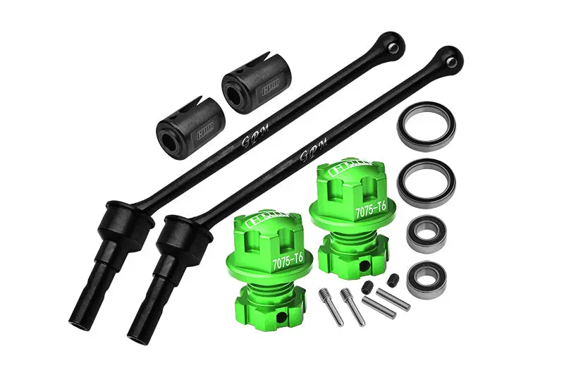 4140 Carbon Steel Front Or Rear Extend Cvd Drive Shaft (110Mm) With Aluminum 7075 Alloy Wheel Lock & Hex Claw For Traxxas 1/10 Maxx With Widemaxx Monster Truck 89086-4 Upgrades - Green 1