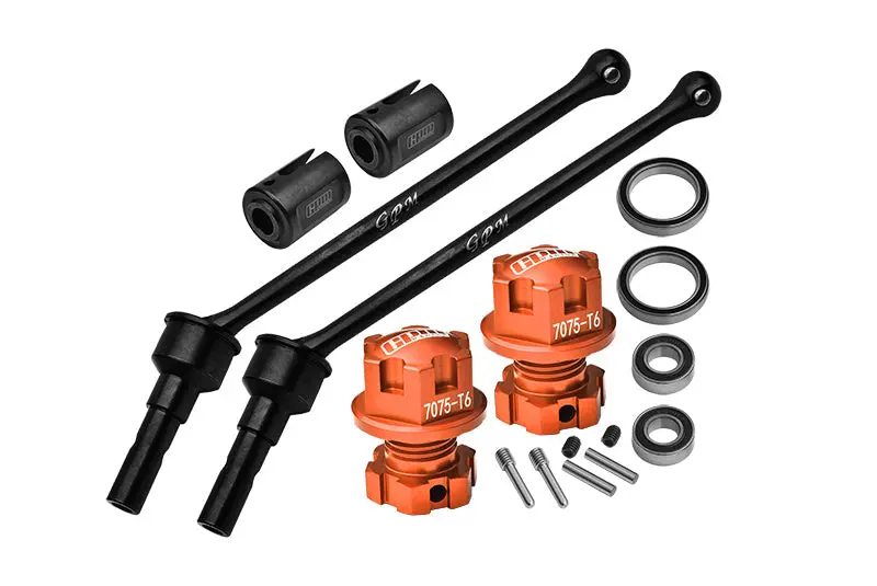 4140 Carbon Steel Front Or Rear Extend Cvd Drive Shaft (110Mm) With Aluminum 7075 Alloy Wheel Lock & Hex Claw For Traxxas 1/10 Maxx With Widemaxx Monster Truck 89086-4 Upgrades - Orange 1