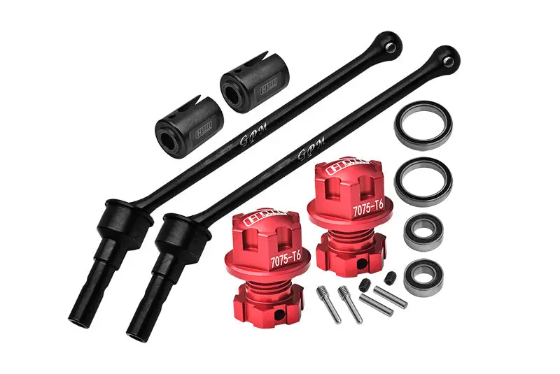 4140 Carbon Steel Front Or Rear Extend Cvd Drive Shaft (110Mm) With Aluminum 7075 Alloy Wheel Lock & Hex Claw For Traxxas 1/10 Maxx With Widemaxx Monster Truck 89086-4 Upgrades - Red 1
