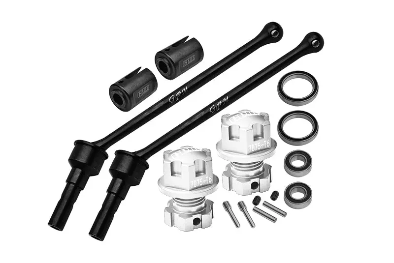 4140 Carbon Steel Front Or Rear Extend Cvd Drive Shaft (110Mm) With Aluminum 7075 Alloy Wheel Lock & Hex Claw For Traxxas 1/10 Maxx With Widemaxx Monster Truck 89086-4 Upgrades - Silver 1