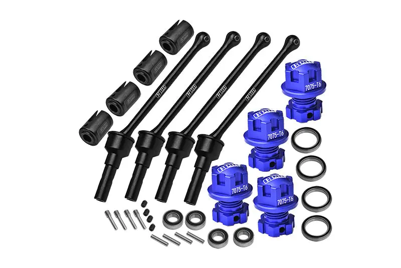 4140 Carbon Steel Front & Rear Cvd Shaft (88Mm) With 7075 Alloy Wheel Lock & Hex Claw For Traxxas 1:8 4Wd Maxx Slash 6S-102076-4 / 1:10 4Wd Maxx-89076-4 Monster Truck Upgrades - Blue 1