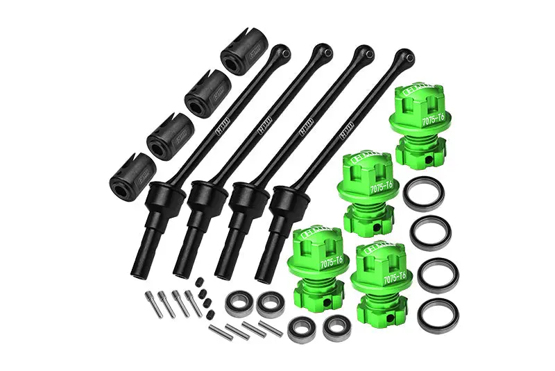 4140 Carbon Steel Front & Rear Cvd Shaft (88Mm) With 7075 Alloy Wheel Lock & Hex Claw For Traxxas 1:8 4Wd Maxx Slash 6S-102076-4 / 1:10 4Wd Maxx-89076-4 Monster Truck Upgrades - Green 1