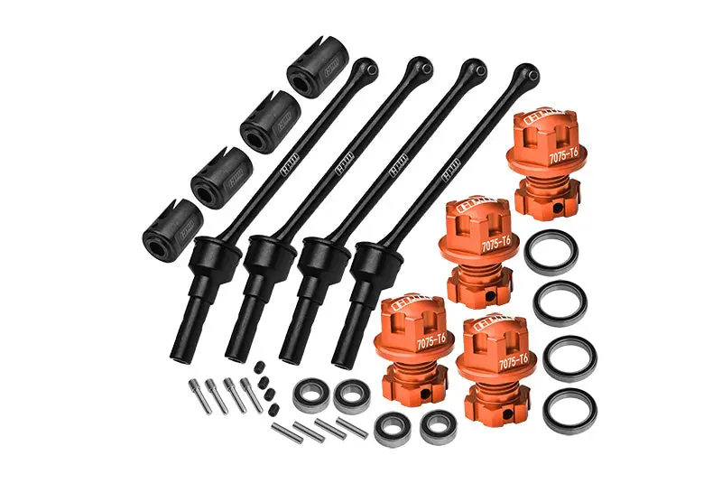 4140 Carbon Steel Front & Rear Cvd Shaft (88Mm) With 7075 Alloy Wheel Lock & Hex Claw For Traxxas 1:8 4Wd Maxx Slash 6S-102076-4 / 1:10 4Wd Maxx-89076-4 Monster Truck Upgrades - Orange 1