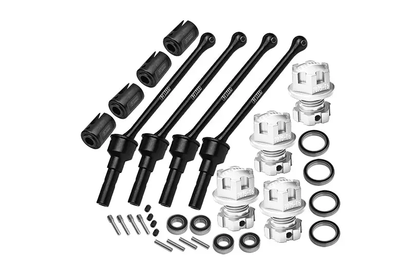 4140 Carbon Steel Front & Rear Cvd Shaft (88Mm) With 7075 Alloy Wheel Lock & Hex Claw For Traxxas 1:8 4Wd Maxx Slash 6S-102076-4 / 1:10 4Wd Maxx-89076-4 Monster Truck Upgrades - Silver 1