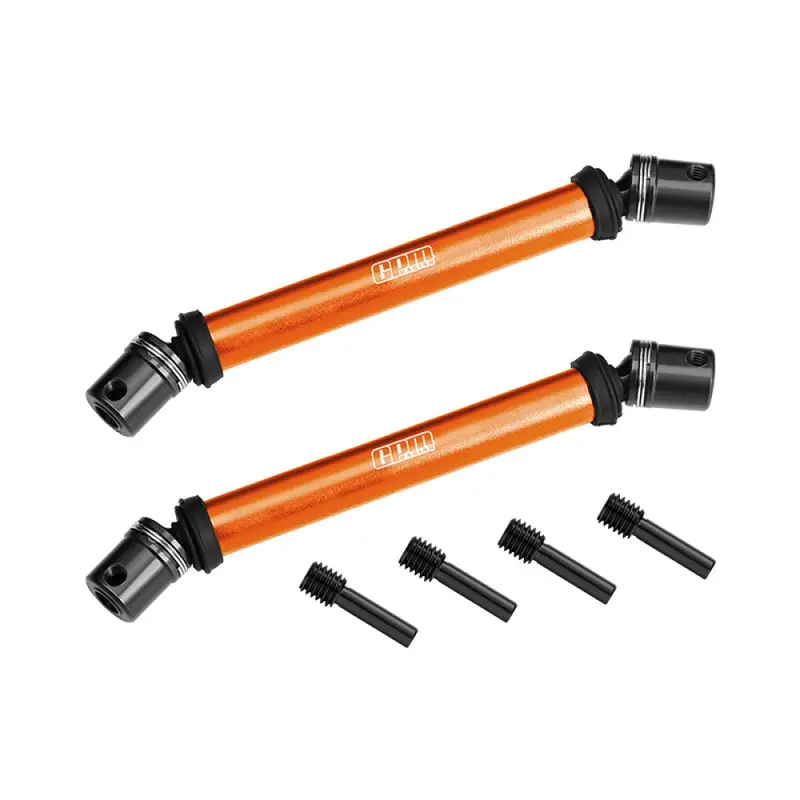 4140 Carbon Steel+Alloy 6061-T6 Front+Rear Universal Center Slider Driveshaft For Losi 1/8 Lmt 2.0 Grave Digger 4X4 Solid Axle Brushless Monster Truck-Los04028 Upgrades - Orange 1
