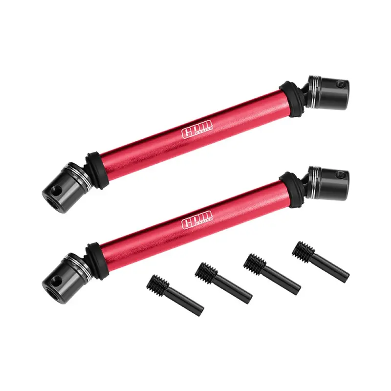 4140 Carbon Steel+Alloy 6061-T6 Front+Rear Universal Center Slider Driveshaft For Losi 1/8 Lmt 2.0 Grave Digger 4X4 Solid Axle Brushless Monster Truck-Los04028 Upgrades - Red 1