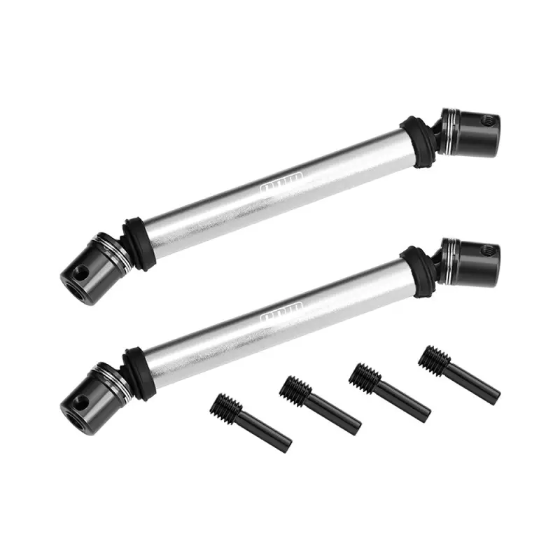 4140 Carbon Steel+Alloy 6061-T6 Front+Rear Universal Center Slider Driveshaft For Losi 1/8 Lmt 2.0 Grave Digger 4X4 Solid Axle Brushless Monster Truck-Los04028 Upgrades - Silver 1