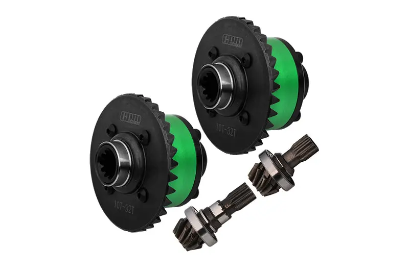 4140 Medium Carbon Steel + 7075 Aluminum Alloy Front & Rear Complete Differential For Traxxas 1:5 X Maxx 6S 8S / Xrt 8S / X Maxx Ultimate 8S / Xrt Ultimate 8S Monster Truck Upgrades - Green 1