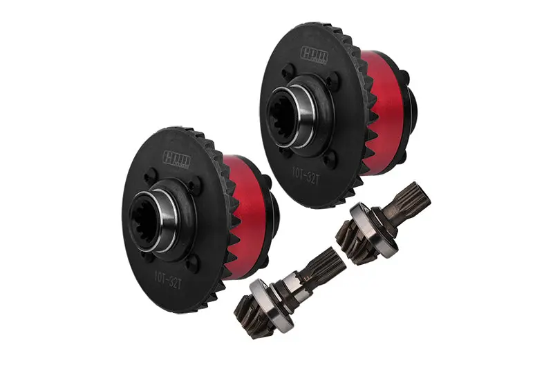 4140 Medium Carbon Steel + 7075 Aluminum Alloy Front & Rear Complete Differential For Traxxas 1:5 X Maxx 6S 8S / Xrt 8S / X Maxx Ultimate 8S / Xrt Ultimate 8S Monster Truck Upgrades - Red 1