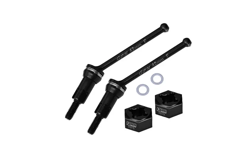 4140 Medium Carbon Steel Front Cvd Drive Shafts 42Mm With 7075 Alloy Wheel Hex For Arrma 1/14 Mojave Grom Mega 380 Brushed 4X4 Small Scale Desert Truck Rtr-Ara2104 Upgrades - Black 1