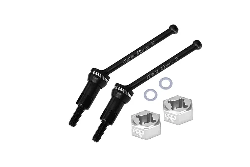 4140 Medium Carbon Steel Front Cvd Drive Shafts (42Mm) With 7075 Alloy Wheel Hex For Arrma 1/14 Mojave Grom Mega 380 Brushed 4X4 Small Scale Desert Truck Rtr-Ara2104 Upgrades - Silver 1