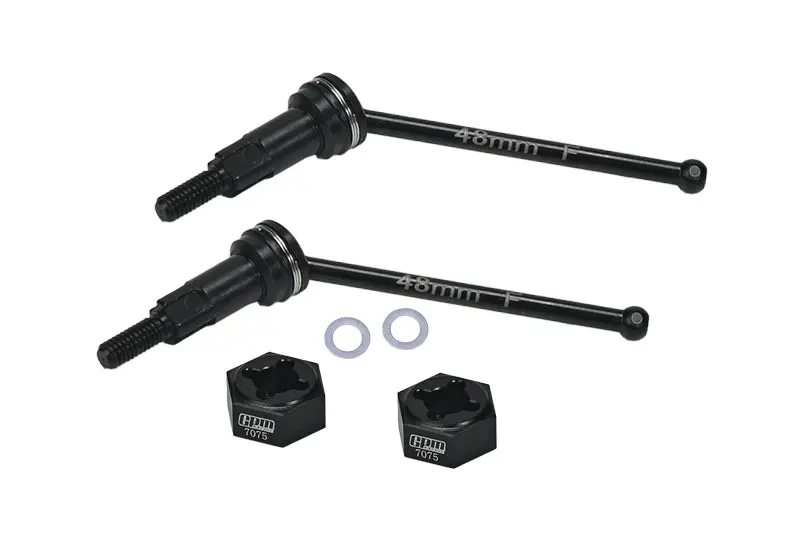 4140 Medium Carbon Steel Front Cvd Drive Shafts With Aluminum 7075 Wheel Hex For Arrma 1/18 Granite Grom Mega 380 Brushed 4X4 Monster Truck Ara2102 Upgrade Parts - Black 1