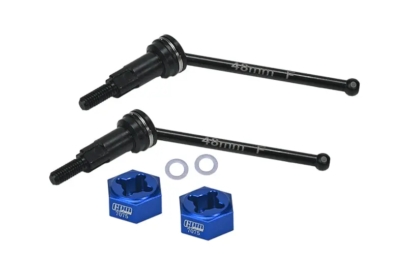 4140 Medium Carbon Steel Front Cvd Drive Shafts With Aluminum 7075 Wheel Hex For Arrma 1/18 Granite Grom Mega 380 Brushed 4X4 Monster Truck Ara2102 Upgrade Parts - Blue 1