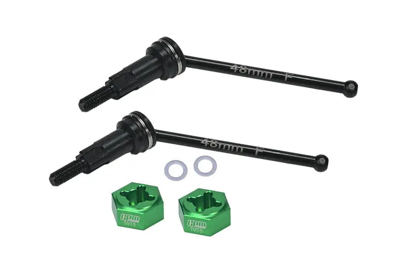 4140 Medium Carbon Steel Front Cvd Drive Shafts With Aluminum 7075 Wheel Hex For Arrma 1/18 Granite Grom Mega 380 Brushed 4X4 Monster Truck Ara2102 Upgrade Parts - Green 1