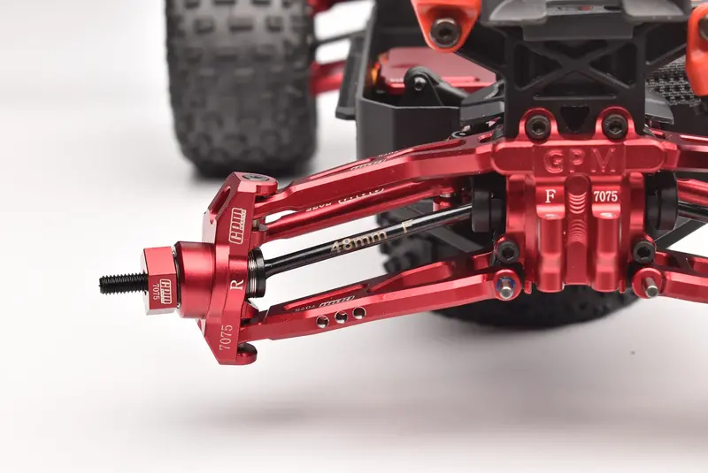 4140 Medium Carbon Steel Front Cvd Drive Shafts With Aluminum 7075 Wheel Hex For Arrma 1/18 Granite Grom Mega 380 Brushed 4X4 Monster Truck Ara2102 Upgrade Parts - Red 2