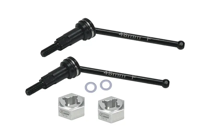 4140 Medium Carbon Steel Front Cvd Drive Shafts With Aluminum 7075 Wheel Hex For Arrma 1/18 Granite Grom Mega 380 Brushed 4X4 Monster Truck Ara2102 Upgrade Parts - Silver 1