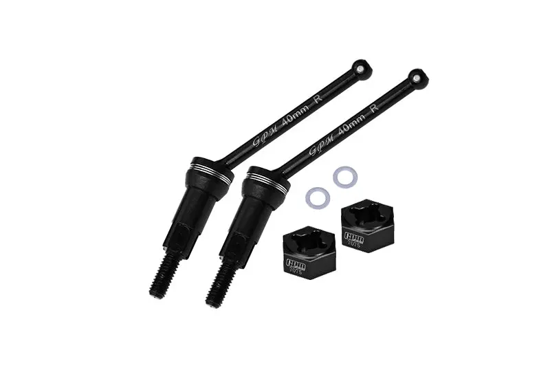 4140 Medium Carbon Steel Rear Cvd Drive Shafts 40Mm With 7075 Alloy Wheel Hex For Arrma 1/14 Mojave Grom Mega 380 Brushed 4X4 Small Scale Desert Truck Rtr-Ara2104 Upgrades- Black 1