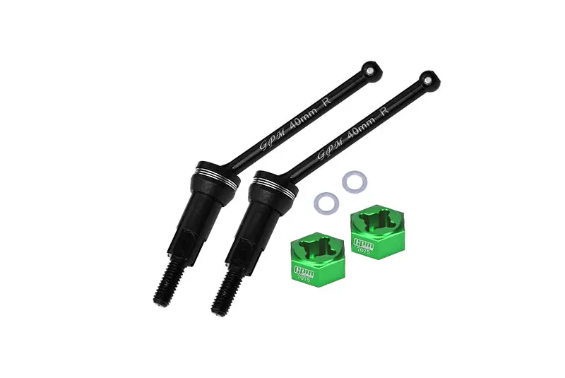 4140 Medium Carbon Steel Rear Cvd Drive Shafts (40Mm) With 7075 Alloy Wheel Hex For Arrma 1/14 Mojave Grom Mega 380 Brushed 4X4 Small Scale Desert Truck Rtr-Ara2104 Upgrades - Black 1