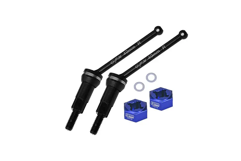 4140 Medium Carbon Steel Rear Cvd Drive Shafts (40Mm) With 7075 Alloy Wheel Hex For Arrma 1/14 Mojave Grom Mega 380 Brushed 4X4 Small Scale Desert Truck Rtr-Ara2104 Upgrades - Blue 1
