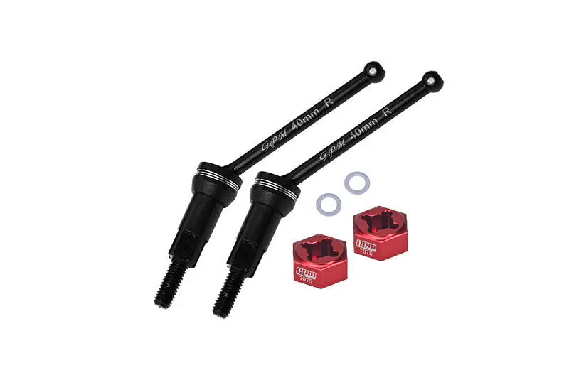 4140 Medium Carbon Steel Rear Cvd Drive Shafts (40Mm) With 7075 Alloy Wheel Hex For Arrma 1/14 Mojave Grom Mega 380 Brushed 4X4 Small Scale Desert Truck Rtr-Ara2104 Upgrades - Red 1
