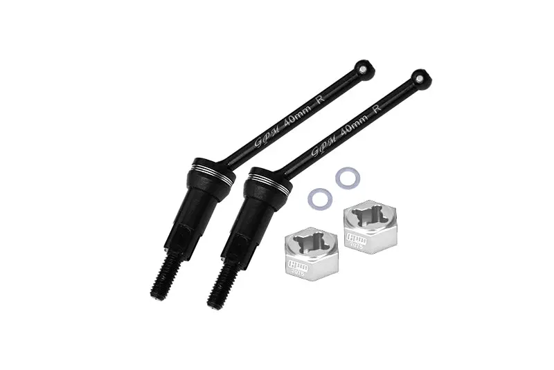 4140 Medium Carbon Steel Rear Cvd Drive Shafts (40Mm) With 7075 Alloy Wheel Hex For Arrma 1/14 Mojave Grom Mega 380 Brushed 4X4 Small Scale Desert Truck Rtr-Ara2104 Upgrades - Silver 1