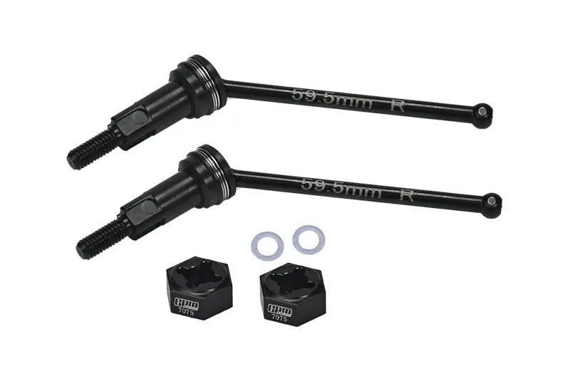 4140 Medium Carbon Steel Rear Cvd Drive Shafts With Aluminum 7075 Wheel Hex For Arrma 1/18 Granite Grom Mega 380 Brushed 4X4 Monster Truck Ara2102 Upgrade Parts - Black 1