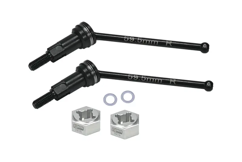 4140 Medium Carbon Steel Rear Cvd Drive Shafts With Aluminum 7075 Wheel Hex For Arrma 1/18 Granite Grom Mega 380 Brushed 4X4 Monster Truck Ara2102 Upgrade Parts - Silver 1
