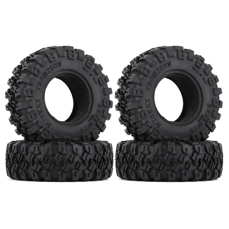 4Pcs 1.0" All Terrain Soft Rubber Wheel Tires 52*17Mm For 1/24 Rc Crawler Car Axial Scx24 90081 Axi00001 Deadbolt - 4Pc Set 1