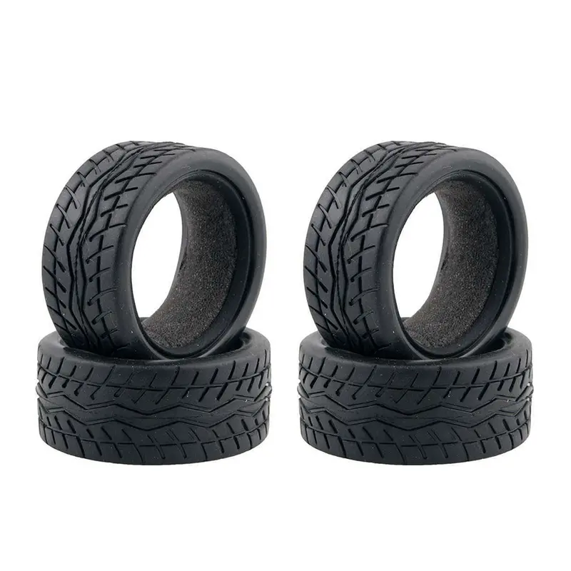 4Pcs High Quality Black Rubber Tyre For 1:10 4Wd R/C On Road Touring Cars 1