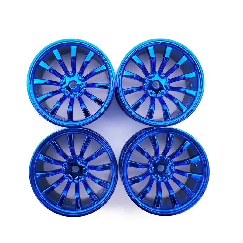52*26Mm Wheel Rim Tire Hub For 1/10 Rc On Road Touring Car - 4Pc Set Blue 1
