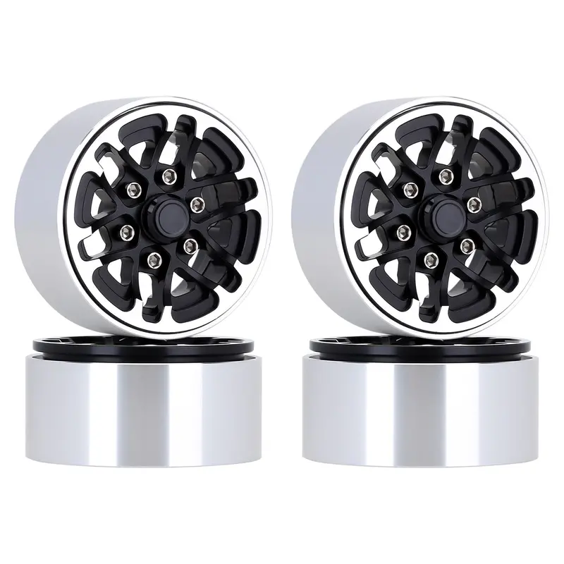 52*28Mm Beadlock 1.9" Alloy Wheel Rim Hub For 1/10 Rc Crawler Axial Scx10 90046 Traxxas Trx4 Redcat Gen8 - 4Px Black 1