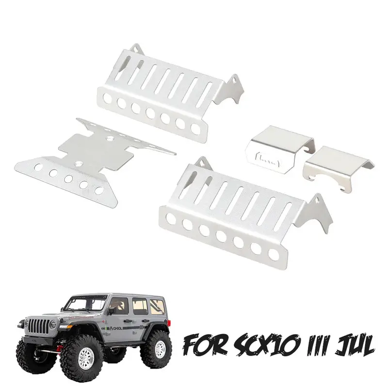 5Pcs Stainless Steel Axle Protector Chassis Armor Skid Plate For Rc Crawler Axial Scx10 Iii Axi03007 Upgrade Parts - Silver 1