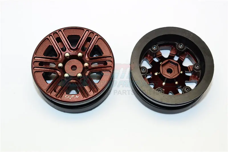 6 Spoke Mag Simulation Wheels In Silver Screws With 1.9" Aluminum Rim - 1Pr Brown 1