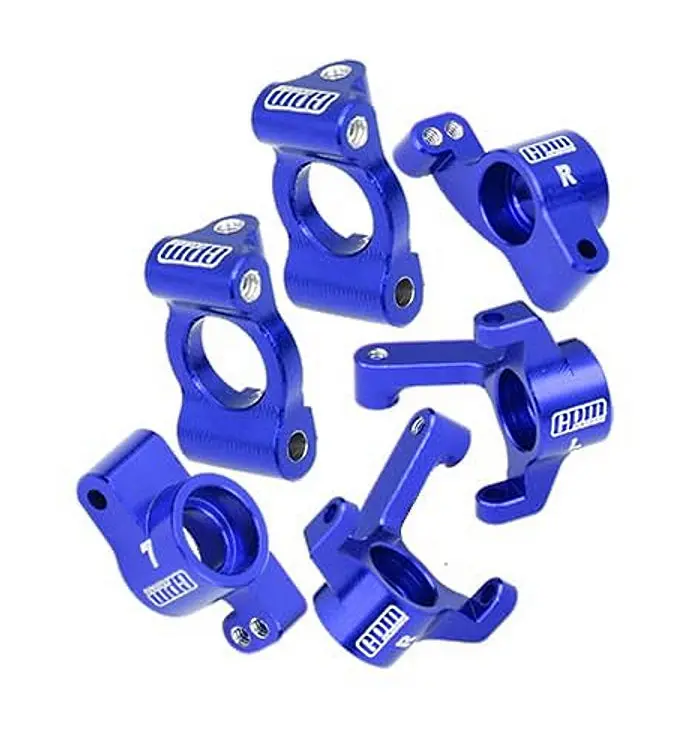 7075 Alloy Front Caster Blocks + Front Knuckle Arm + Rear Hubs Aluminium Upgrade Combo For Losi 1:24 Micro-B 2Wd Buggy Rtr-Los00007 / 1:28 Micro-T 2S 2Wd Rtr Stadium Truck-Los-1392 Upgrades - Blue 1
