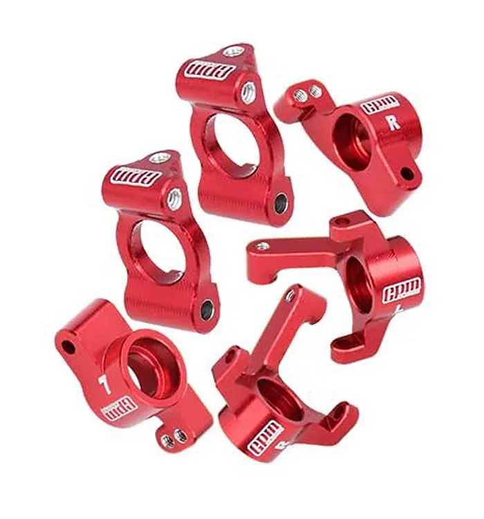7075 Alloy Front Caster Blocks + Front Knuckle Arm + Rear Hubs Aluminium Upgrade Combo For Losi 1:24 Micro-B 2Wd Buggy Rtr-Los00007 / 1:28 Micro-T 2S 2Wd Rtr Stadium Truck-Los-1392 Upgrades - Red 1
