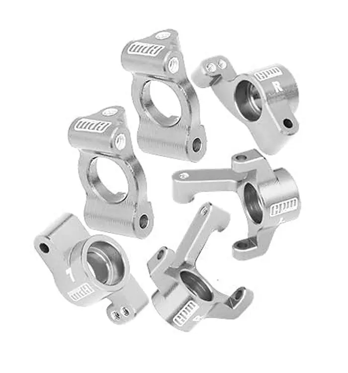 7075 Alloy Front Caster Blocks + Front Knuckle Arm + Rear Hubs Aluminium Upgrade Combo For Losi 1:24 Micro-B 2Wd Buggy Rtr-Los00007 / 1:28 Micro-T 2S 2Wd Rtr Stadium Truck-Los-1392 Upgrades - Silver 1