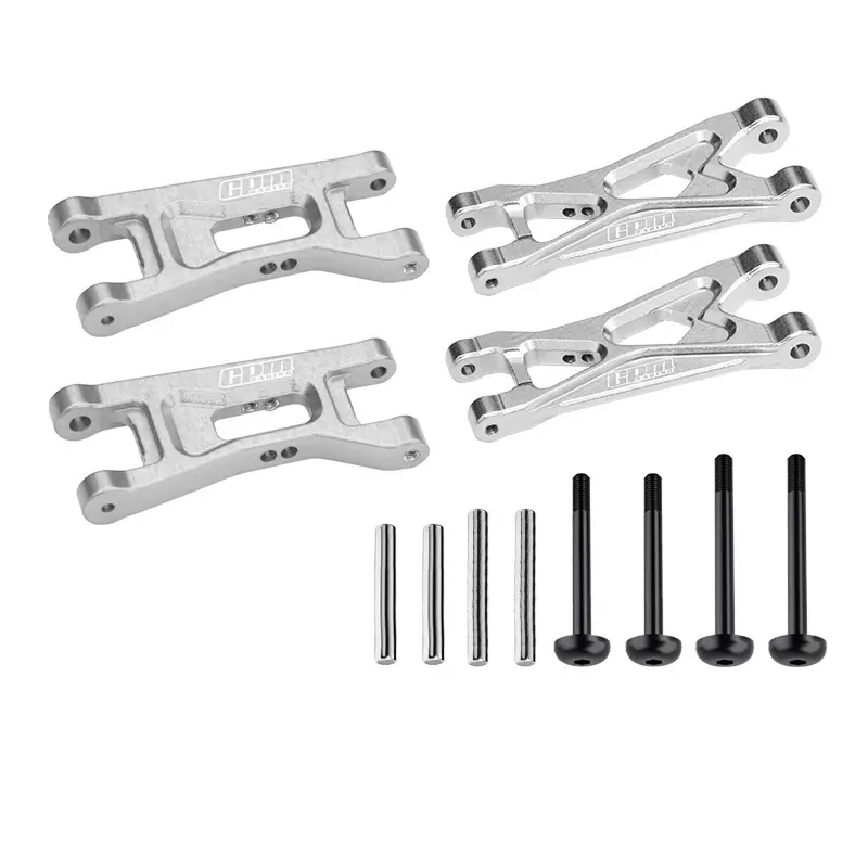 7075 Alloy Front & Rear Lower Arms Aluminium Upgrade Combo For Losi 1:24 Micro-B 2Wd Buggy Rtr-Los00007 / 1:28 Micro-T 2S 2Wd Rtr Stadium Truck-Los-1392 Upgrades - Silver 1