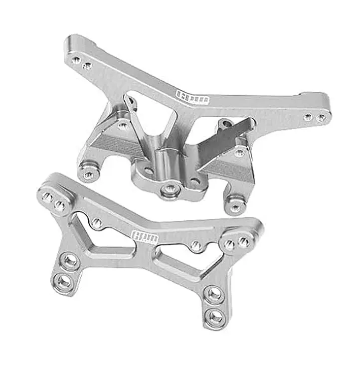 7075 Alloy Front & Rear Shock Tower Aluminium Upgrade Combo For Losi 1:24 Micro-B 2Wd Buggy Rtr-Los00007 / 1:28 Micro-T 2S 2Wd Rtr Stadium Truck-Los-1392 Upgrades - Silver 1