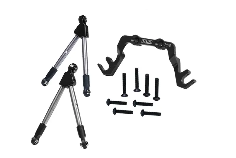 7075 Aluminum Alloy Front Tie Rods With Stabilizer For C Hub For Traxxas 1/10 Slash 4X4 Lcg-68086-21 Upgrades - Black 1