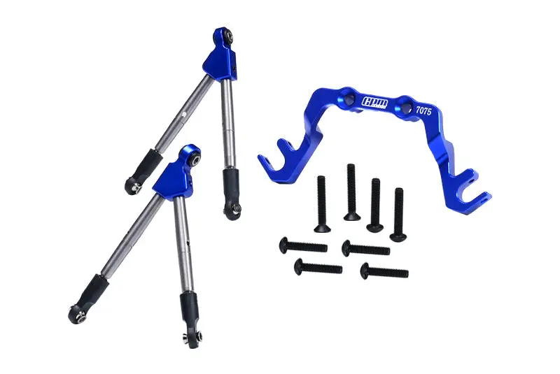 7075 Aluminum Alloy Front Tie Rods With Stabilizer For C Hub For Traxxas 1/10 Slash 4X4 Lcg-68086-21 Upgrades - Blue 1