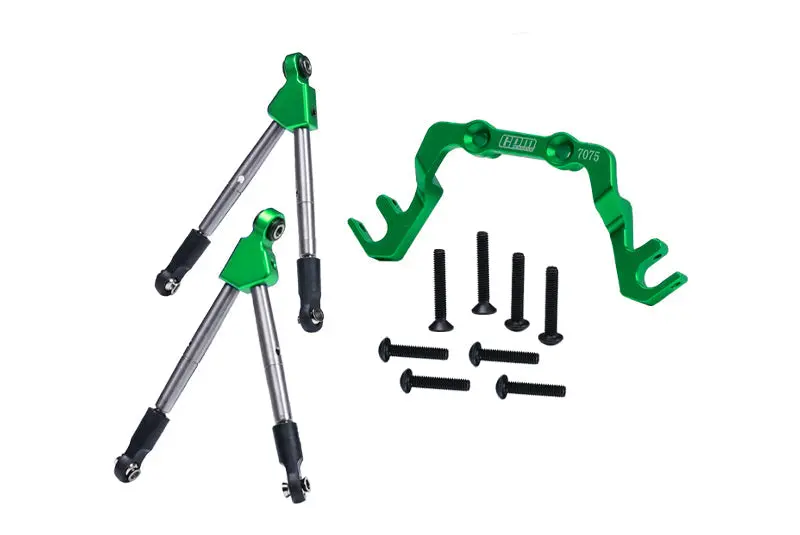7075 Aluminum Alloy Front Tie Rods With Stabilizer For C Hub For Traxxas 1/10 Slash 4X4 Lcg-68086-21 Upgrades - Green 1
