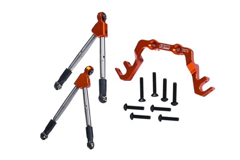 7075 Aluminum Alloy Front Tie Rods With Stabilizer For C Hub For Traxxas 1/10 Slash 4X4 Lcg-68086-21 Upgrades - Orange 1