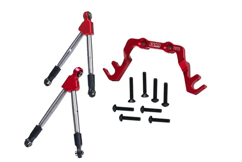 7075 Aluminum Alloy Front Tie Rods With Stabilizer For C Hub For Traxxas 1/10 Slash 4X4 Lcg-68086-21 Upgrades - Red 1