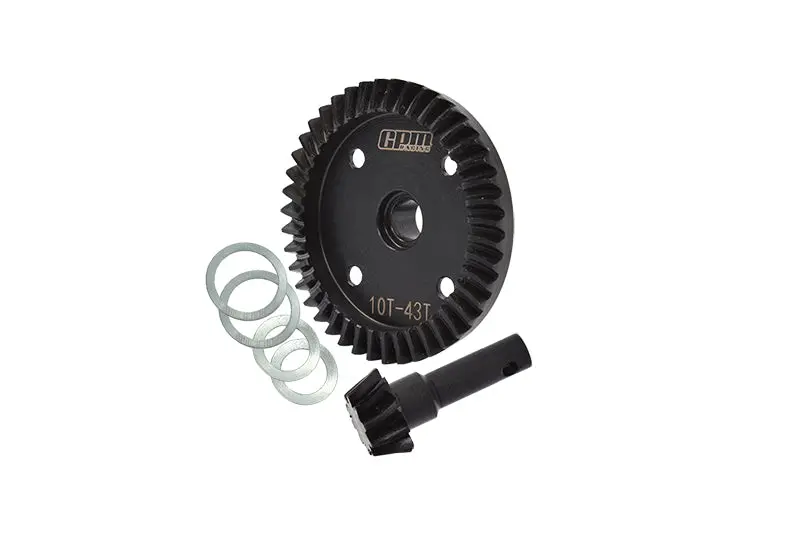 Alloy Steel Diff Bevel Gear 43T & Pinion Gear 10T For Traxxas 1/8 4Wd Sledge Monster Truck 95076-4 - 2Pc Set Black 1