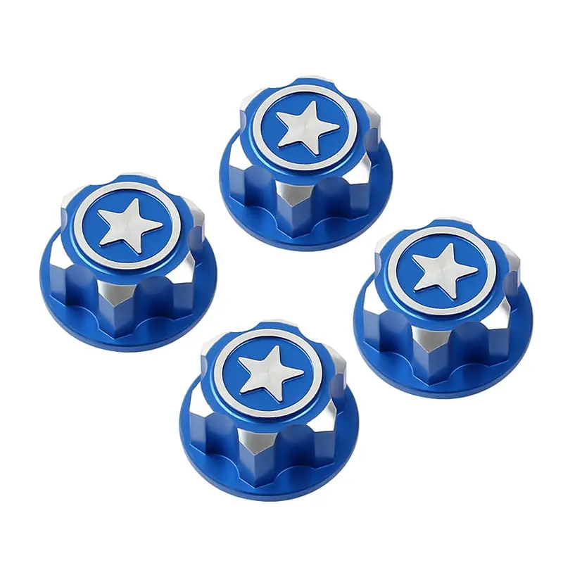 Aluminium 17Mm Hex Wheel Nut Center Cap For 1:8 Off-Road Rc Car Monster Truck Traxxas X-Maxx Summit  E-Revo - 4Pc Blue 1
