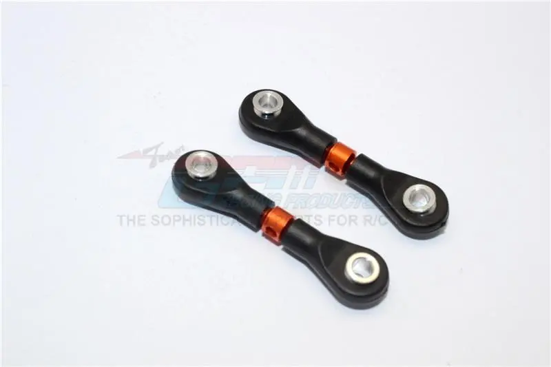 Aluminium 3Mm Clockwise And Anticlockwise Turnbuckles With 12.5Mm Long Plastic Ends & 5.8X3x6mm Balls (Total Length 39Mm-42Mm, From Hole To Hole 30Mm-33Mm) - 1Pr Orange 1