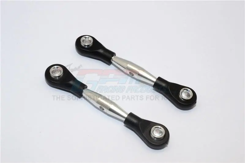 Aluminium 3Mm Clockwise And Anticlockwise Turnbuckles With 12.5Mm Long Plastic Ends & 5.8X3x6mm Balls (Total Length 55Mm-59Mm, From Hole To Hole 45Mm-49Mm) - 1Pr Silver 1
